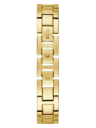Goldfarbene Analoguhr mit Diamanten und Perlen