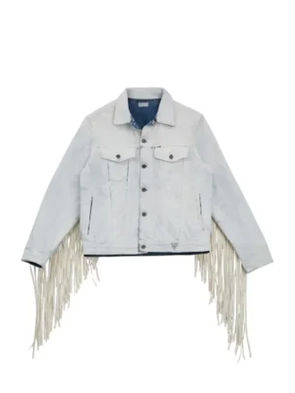Jacke aus bemaltem Denim mit Fransen